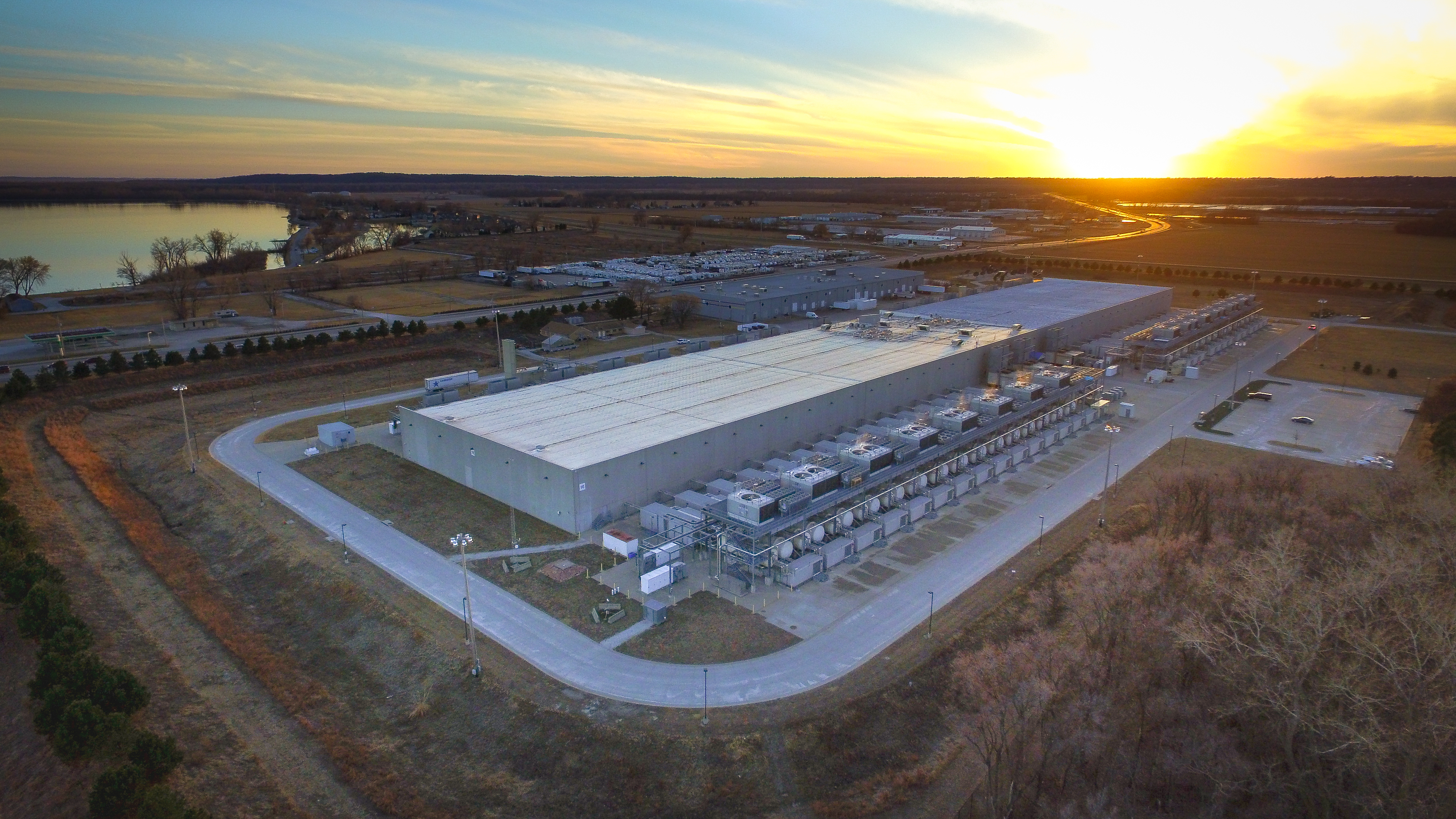 Aerial view of the Google data center in Council Bluffs, Iowa, in 2017.